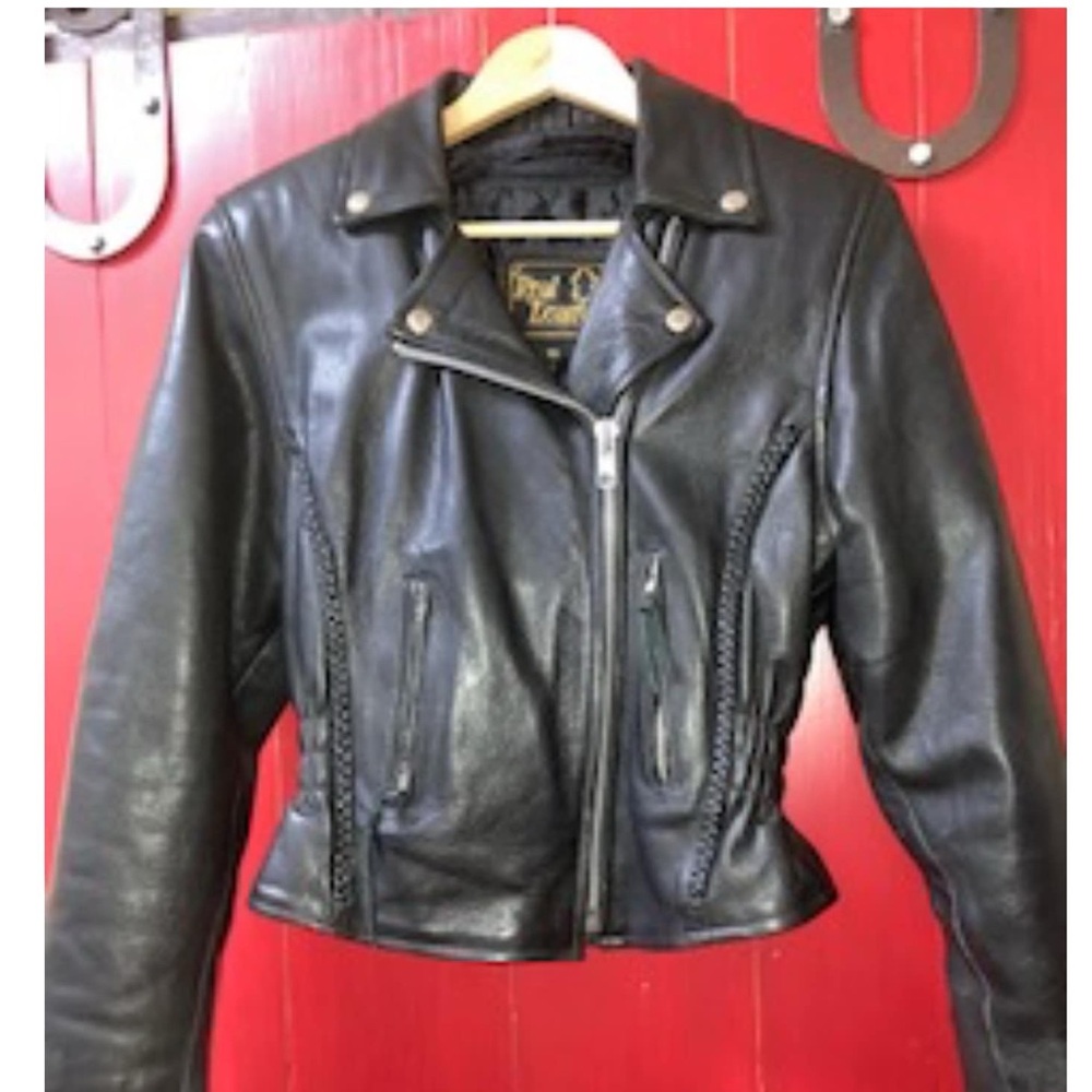 Brand: real leather. Lightly used custom heavy leather bike jacket.